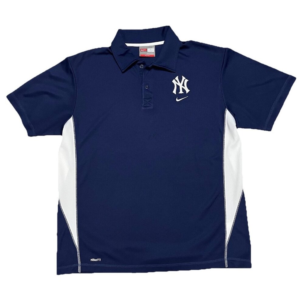 New York Yankees Polo Shirt Mens Large Blue Team Nike MLB Baseball